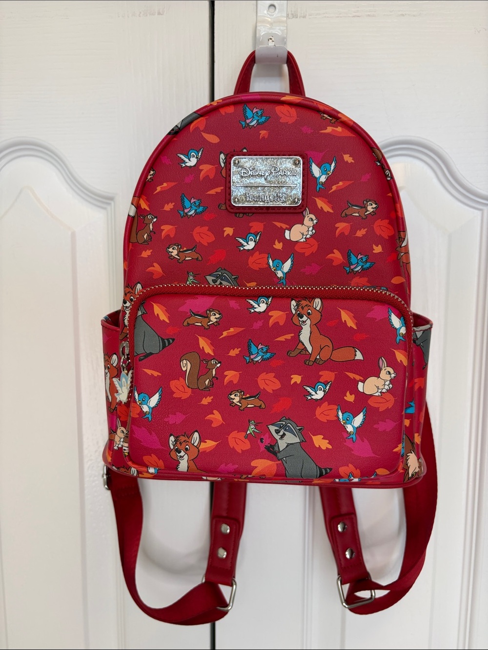 Loungefly Disney Parks Critter Friends Fall Leaves  Red Backpack